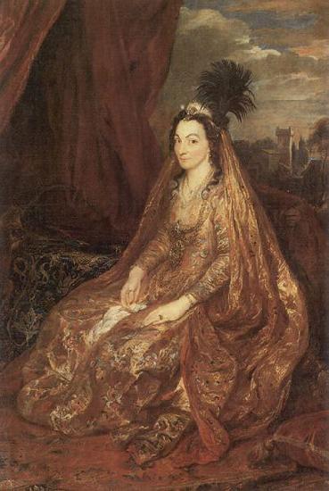 Anthony Van Dyck Portrat der Elisabeth oder Theresia Shirley in orientalischer Kleidung oil painting image